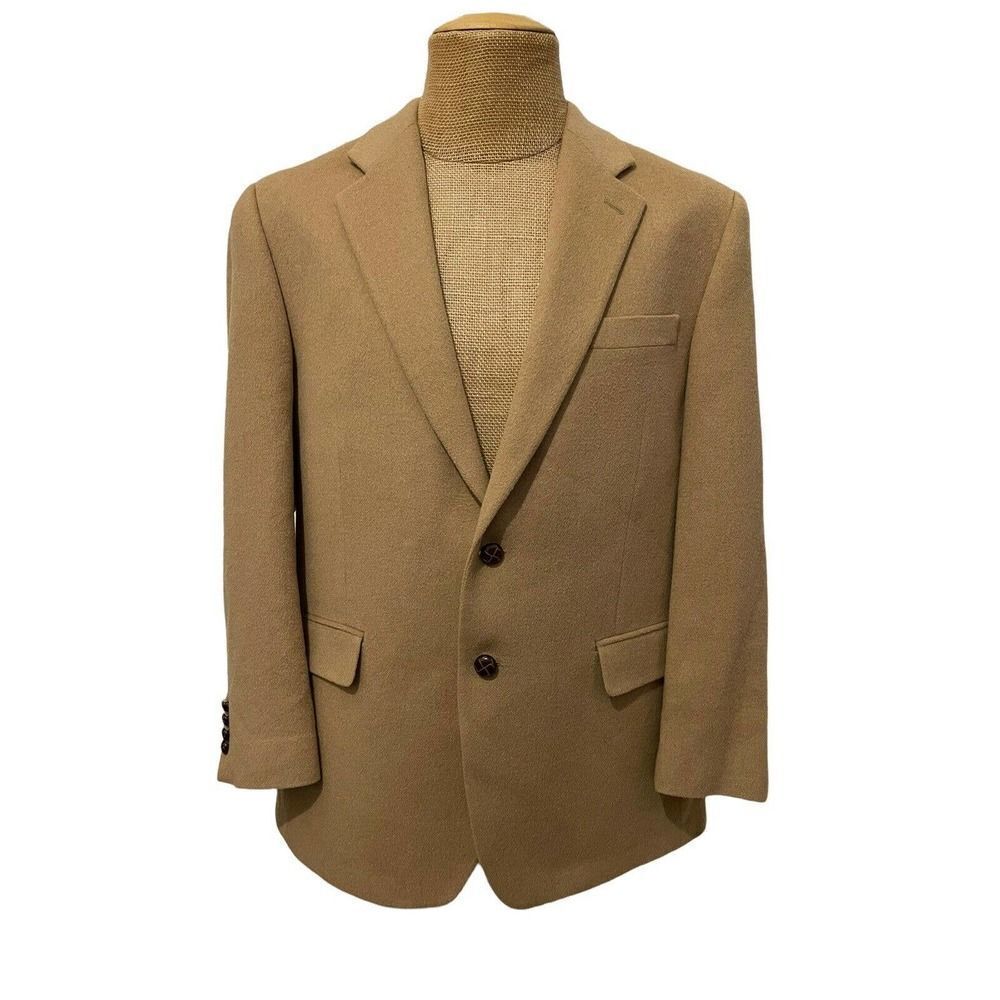 CHAPS Men's Sport Coat Beige Soft 100% Camel Hair Woven Buttons‎ Size 42 R